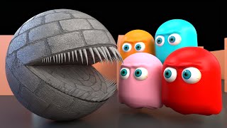 Giant Monster Granite Pacman Vs The Ghosts [Remake]