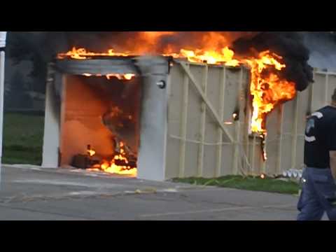 Practice car fire garage burn!