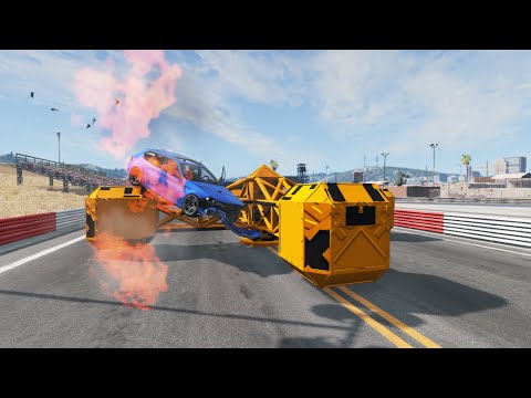 Cars Vs Large Spinner #1 - BeamNG Drive