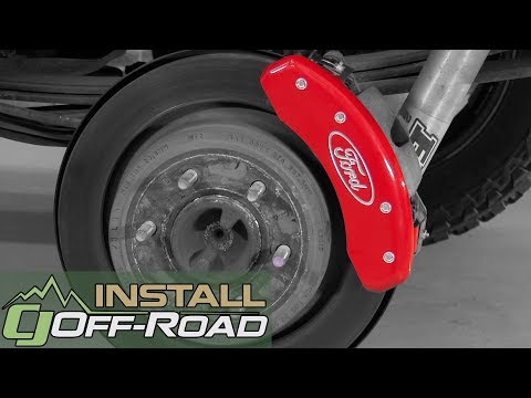 F-150 MGP Brake Caliper Cover Set With Silver Ford Oval Logo Red 2012-2019 Installation
