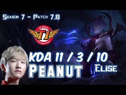 SKT T1 Peanut ELISE vs RENGAR Jungle - Patch 7.8 KR Ranked