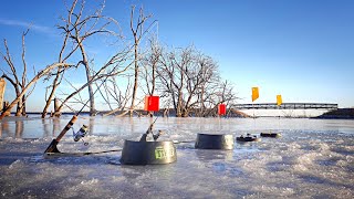 Lining Tip-Ups Rigged With MASSIVE LIVE BAITS!!! (Ice Fishing For A MONSTER)