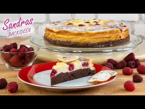 Quarkkuchen mit Himbeeren und Schokoboden - lecker und leicht nachgemacht / Himbeer Schmand Kuchen