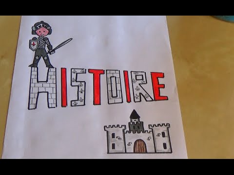 Tuto dessin : Page garde cahier d'histoire (château et chevalier) à imprimer