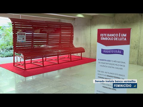Banco vermelho é instalado no Senado para alertar sobre feminicídio