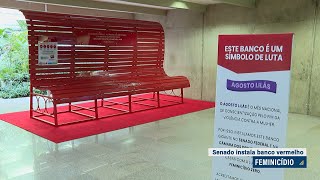 Banco vermelho é instalado no Senado para alertar sobre feminicídio