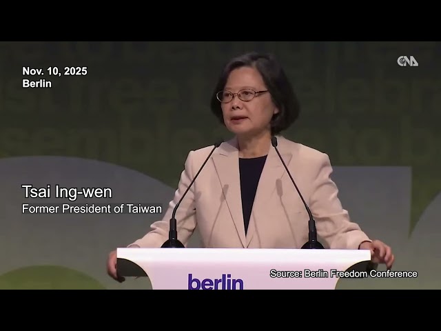 Tsai urges democratic unity against authoritarianism in Berlin conference