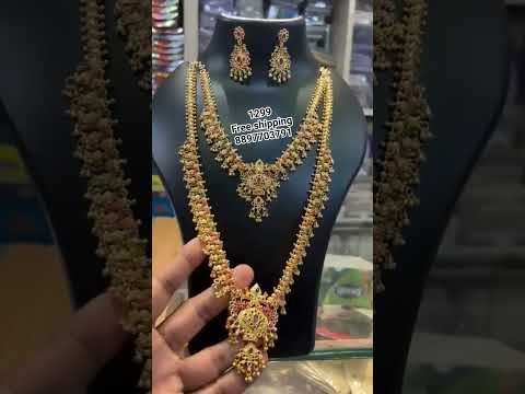 1299 free shipping/ muvvala haram / gold finishing /8897703791 #imitationjewellery #onlineshopping
