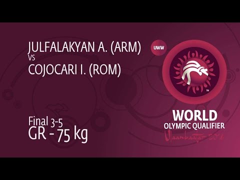 BRONZE GR - 75 kg: A. JULFALAKYAN (ARM) df. I. COJOCARI (ROM) by FALL, 9-0