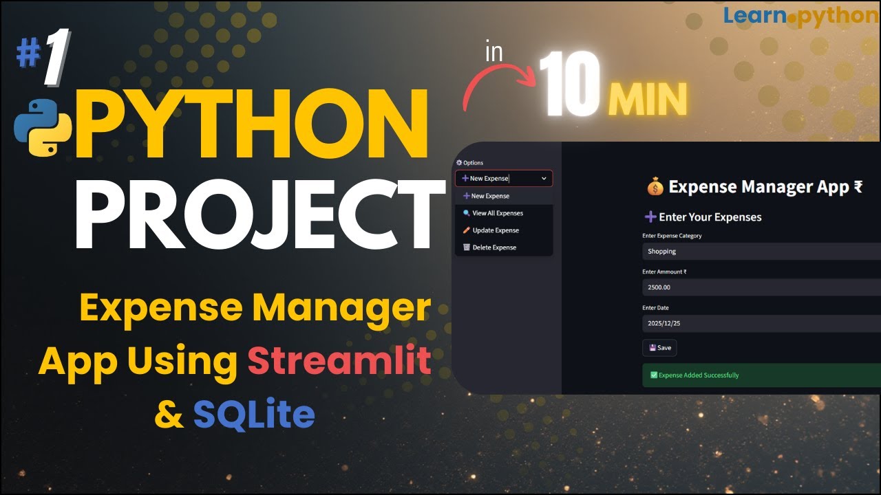 1.Python Project-Expense Manager App using Streamlit & SQLite