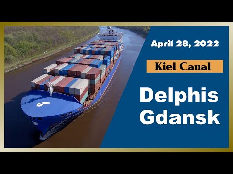 Container Ship DELPHIS GDANSK sailing down the Kiel Canal // April 28, 2022