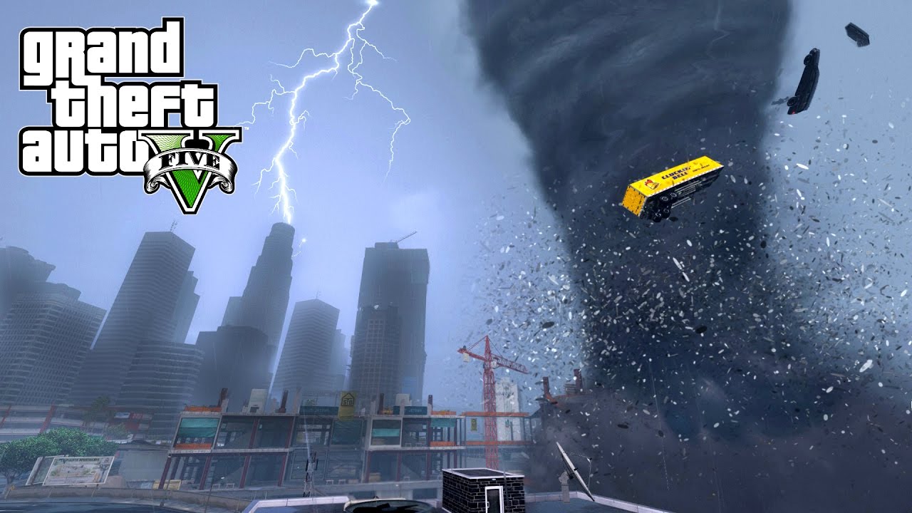 INSANE TORNADO DESTROYS LOS SANTOS - GTA 5 END OF LOS SANTOS MOD