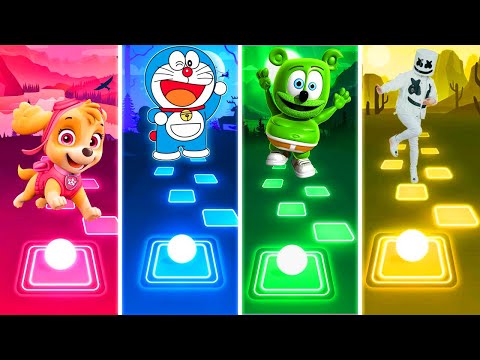 Paw Patrol Vs Doraemon Vs Gummy Bear Vs Marshmallow - Tiles Hop EDM Rush!