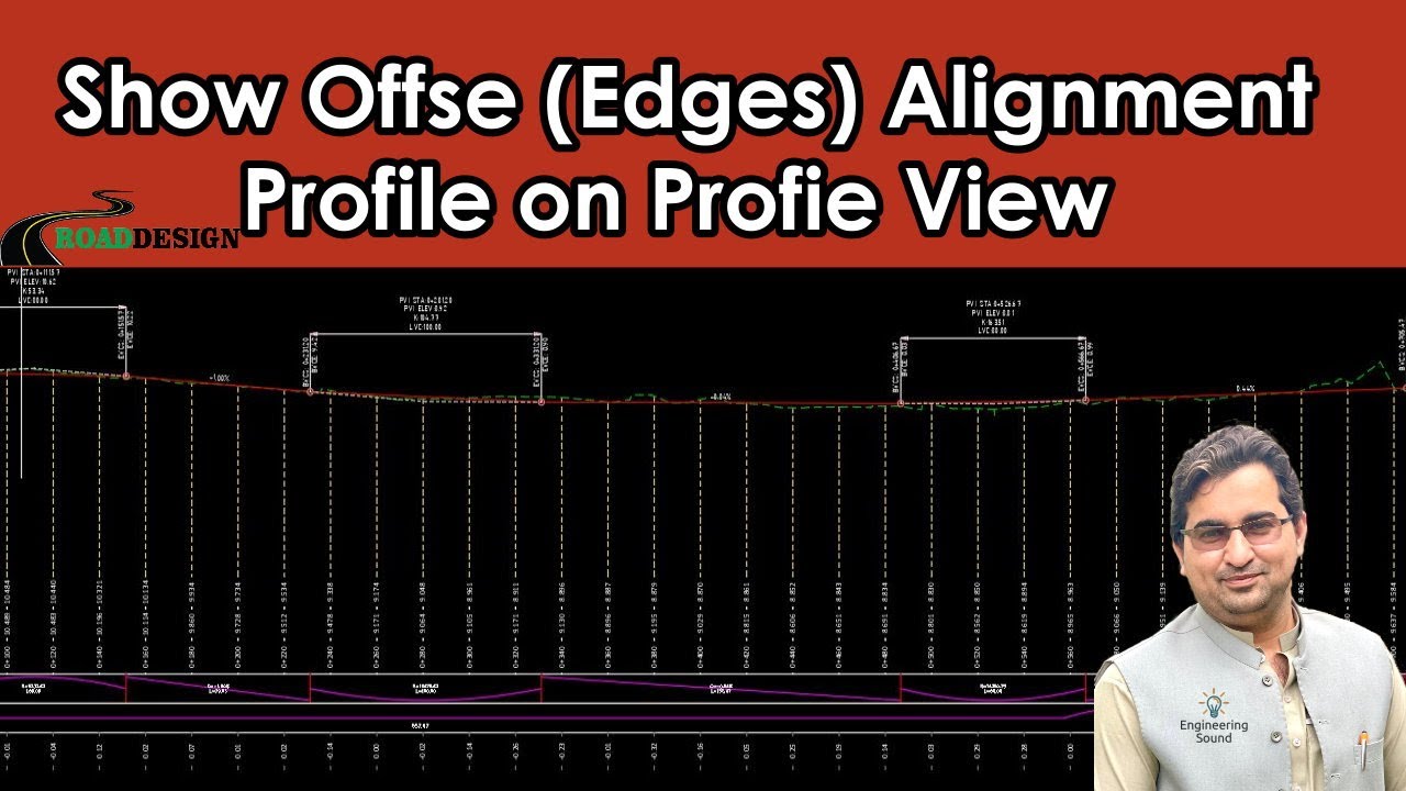 Road Edges Alignment Profile Show on Profile view AutoCAD Civil 3D.