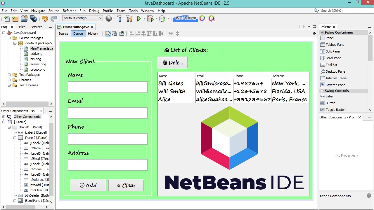 Create Java Application with JTable and Form using Swing GUI Builder of Netbeans IDE (+ Source Code)