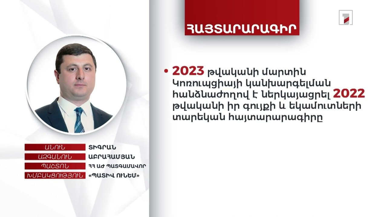 Բնակարան, ավտոմեքենա. ՀՀ ԱԺ պատգամավոր Տիգրան Աբրահամյանի հայտարարագիրը