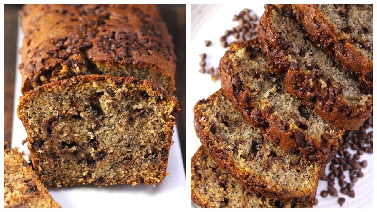 Moist Chocolate Chip Banana Bread | Banana Loaf Cake | Sweet Bread