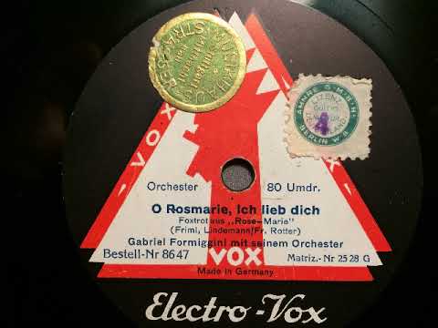 Gabriel Formiggini Orchester, O Rosmarie ich lieb' dich, Foxtrot, 1928