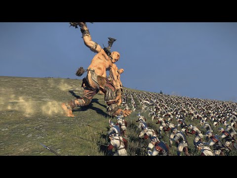 4000 Spearmen VS Giants Warhammer Total War