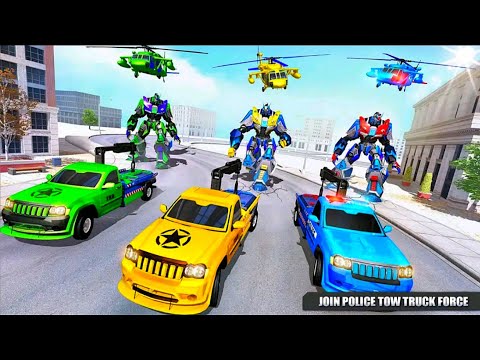 US Police Robot Transform Tow Truck Car Transport Game 2020 - Android Gameplay