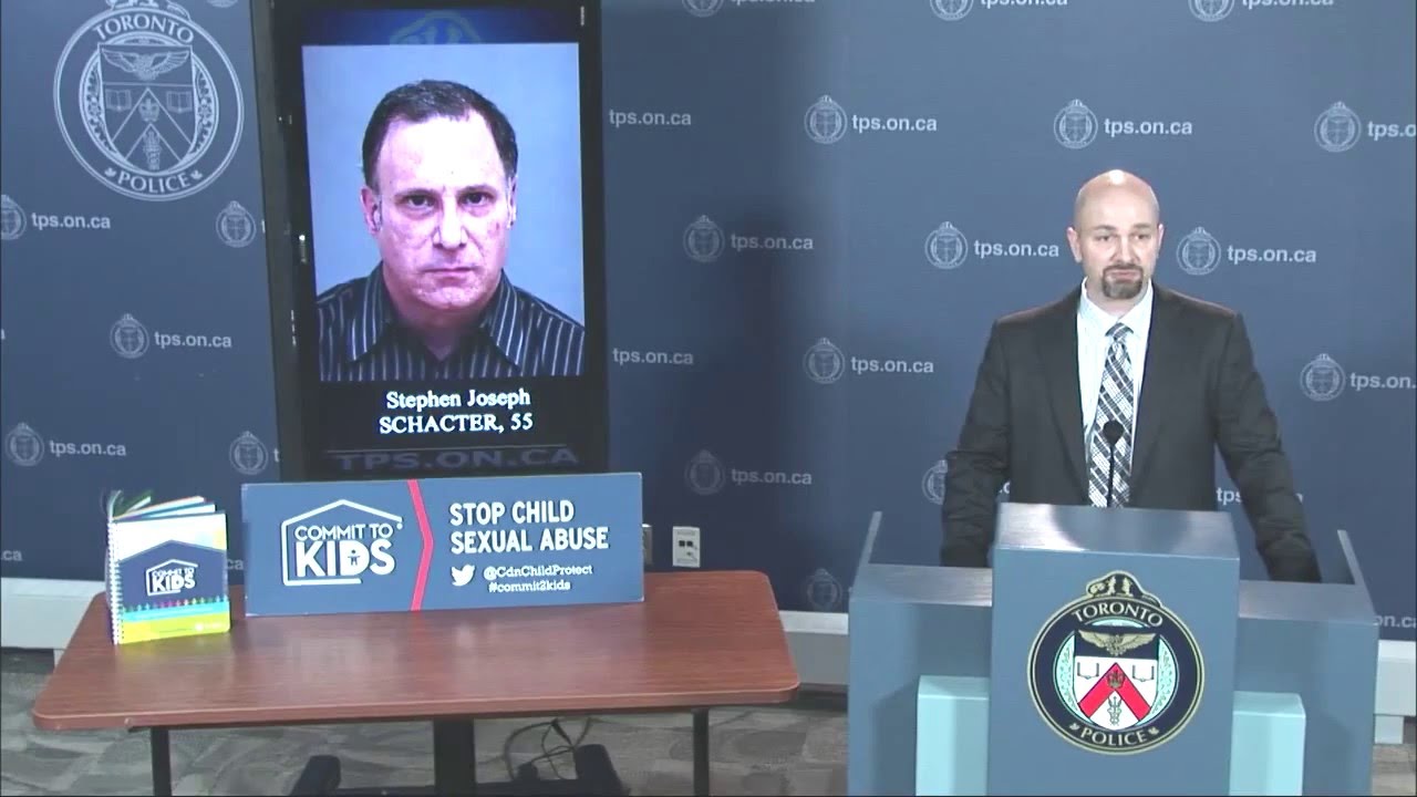 Detective Constable Joel Manherz updates the media on the arrest of Stephen Schacter, 55