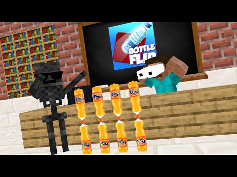 monster school : BOTTLE FLIP Challenge - minecraft animation