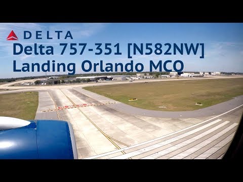 Delta B757-351 [N582NW] DL1424 Approaching and Landing MCO RW 36L - GoPro Video