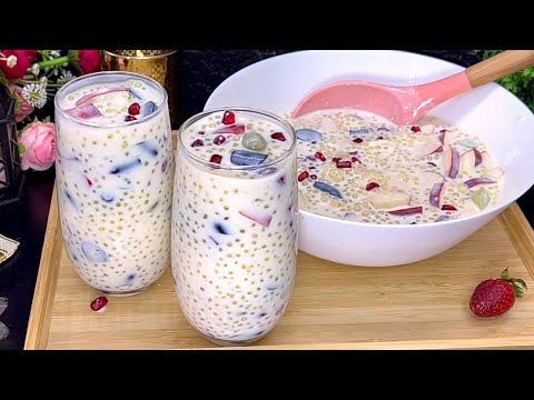 Ramzan Special Sago Fruit Drink Recipe | Creamy Sago Fruit Custard Drink | Summer Iftar Drink | 