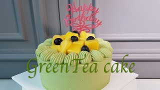 [EngSub]녹차 생크림 케이크 만들기/Green Tea (Matcha) whipped cream cake /緑茶菓子, ホイップクリームケーキ