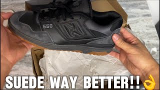 New Balance BB550 Black With Suede/ These way better than all leather! #shoes #newbalance #review