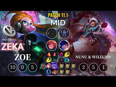 VG Zeka Zoe vs Nunu & Willump Mid - KR Patch 11.1
