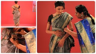 How to wear a Banaras silk saree in Ceylonese dancer style