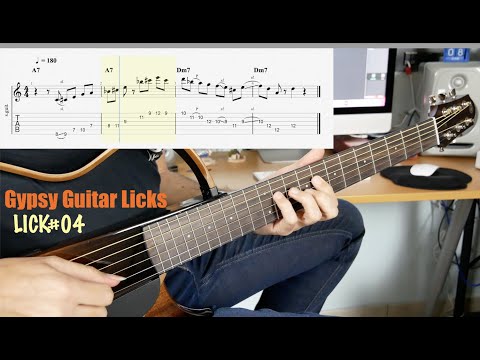 Lick #04 - Gypsy Jazz Style Guitar - Jazz Dominant 7h Lick (with tablature)
