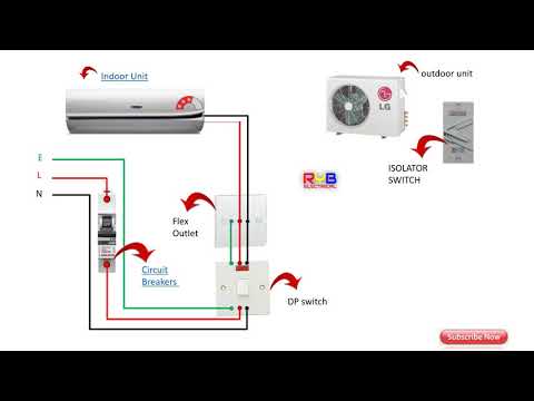 Single Phase split AC indoor outdoor wiring diagram RYB ELECTRICAL Video