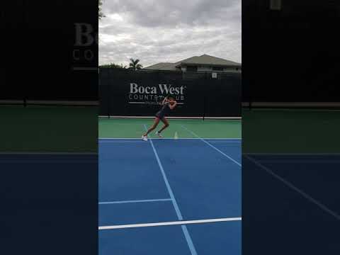 Charlotte Owensby showing good fast feet setups on backhand side
