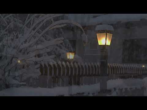 Relaxing Snowfall Video 4K HDR Snowy Village Peaceful Snowing at Dusk Winter