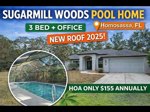 Homosassa FL Pool Home in Sugarmill Woods 🌴 3BR + Office | 2025 Roof MLS#851421