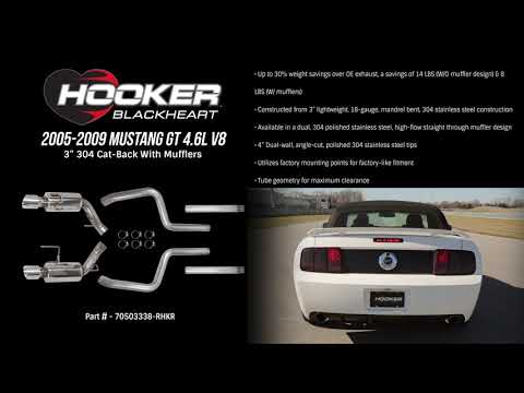 2005-2009 Mustang GT 4.6L V8 - Hooker Blackheart Cat Back W/ Mufflers 70503338-RHKR