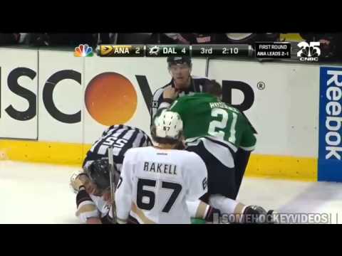 Antoine Roussel vs Corey Perry   Playoffs 2014 4 23 14