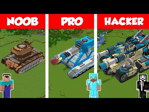 Minecraft TNT TANK HOUSE BUILD CHALLENGE - NOOB vs PRO vs HACKER vs GOD / Animation