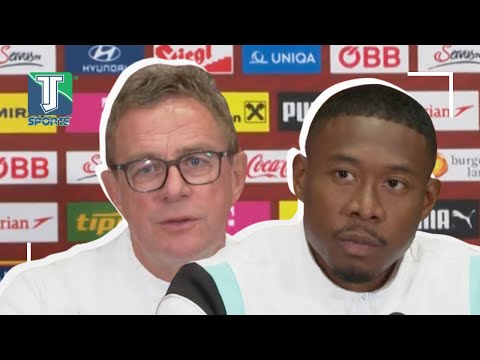 Ralf Rangnick und David Alaba besprechen ihren Spielplan um Österreich zu helfen Bosnien zu besiegen