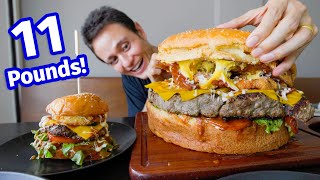 Supersize BURGER!! 🍔 Eating an 11 Pound GIANT BEEF Cheeseburger!!