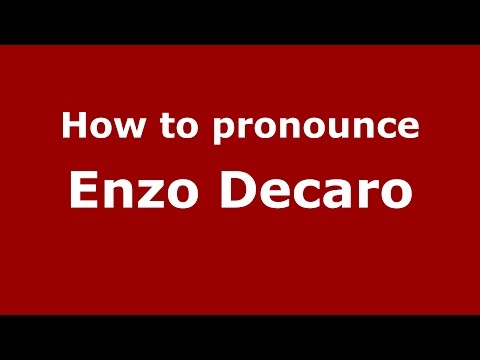 How to pronounce Enzo Decaro (Italian/Italy)  - PronounceNames.com