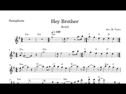 Hey Brother | Avicii - Partitura Saxofone