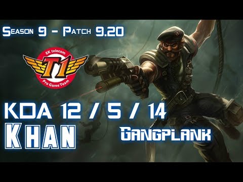 SKT T1 Khan GANGPLANK vs RENEKTON Top - Patch 9.20 EUW Ranked