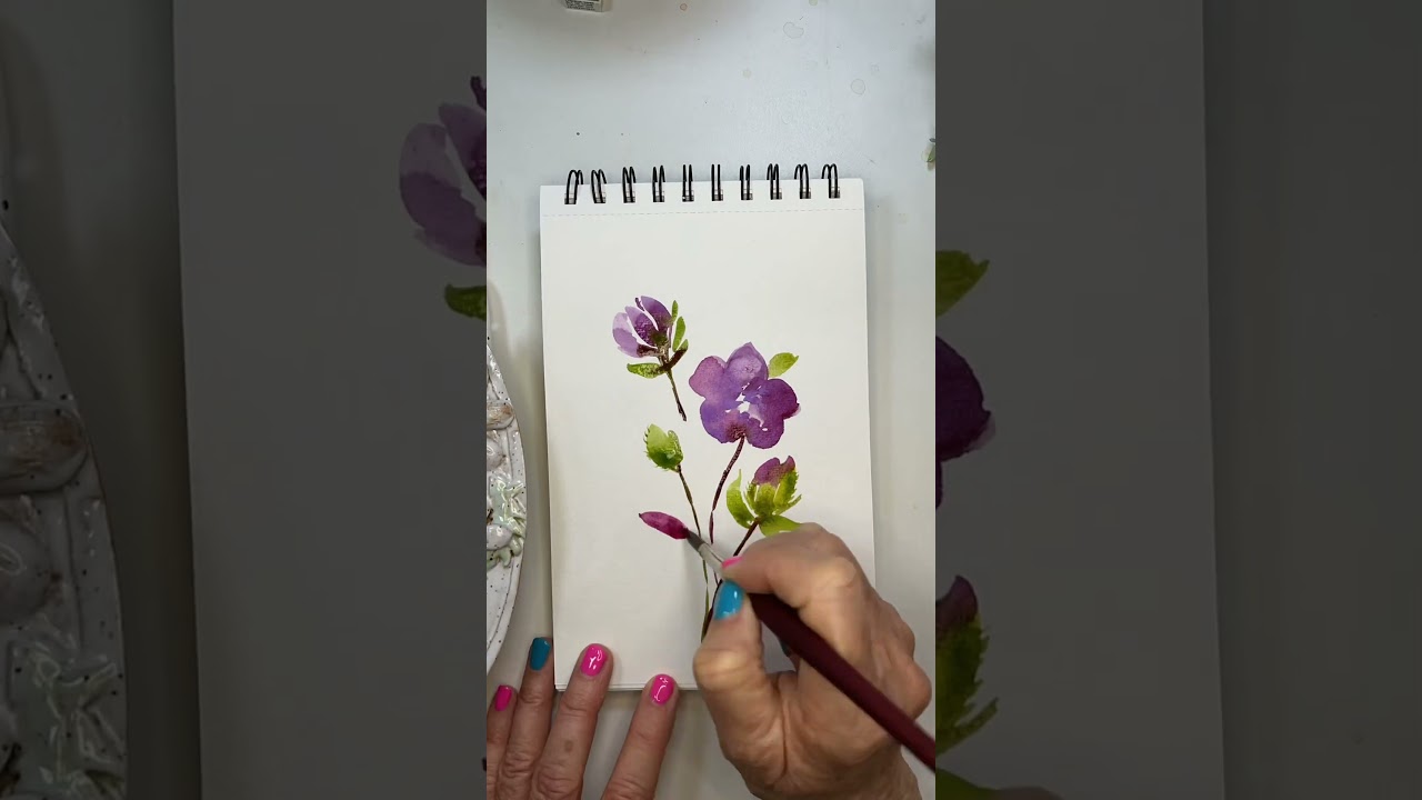 Watercolor Purple Flowers Simple Easy and FUN! #princetonbrushes #watercolortutorial #winsornewton