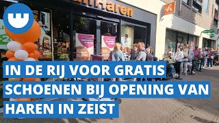 In de rij voor gratis schoenen bij opening Van Haren in Zeist