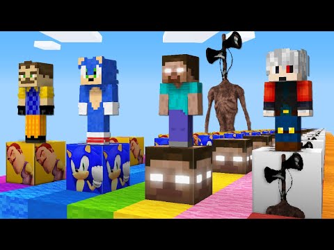SİREN KAFA VS HEROBRINE VS HELLO NEIGHBOR VS SONİC ŞANS BLOKLARI 😱 - Minecraft