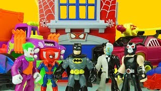 SPIDERMAN &amp; BATMAN vs BANE, TWO FACE &amp; JOKER superhero toys