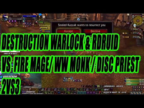 Chaos Bolt Legendary Destruction Warlock 2v3 Ranked Arena - LSD (Lock/Shaman/Druid ) - PvP Season 1
